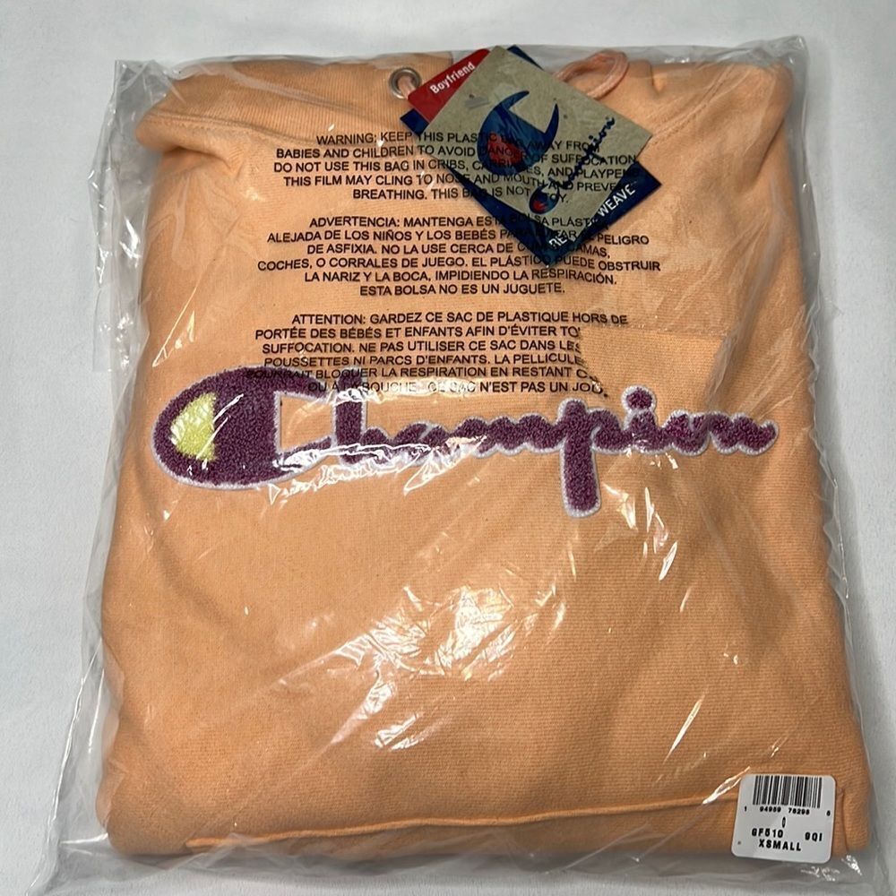 Champion Women’s Certain Peach Reverse Weave Boyfriend Hoodie Size XS - Picture 3 of 6